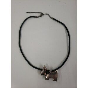 Vtg Silver Plated BEST Signed Scottie Dog Pin Brooch Pendant W/ Black Rhinestone